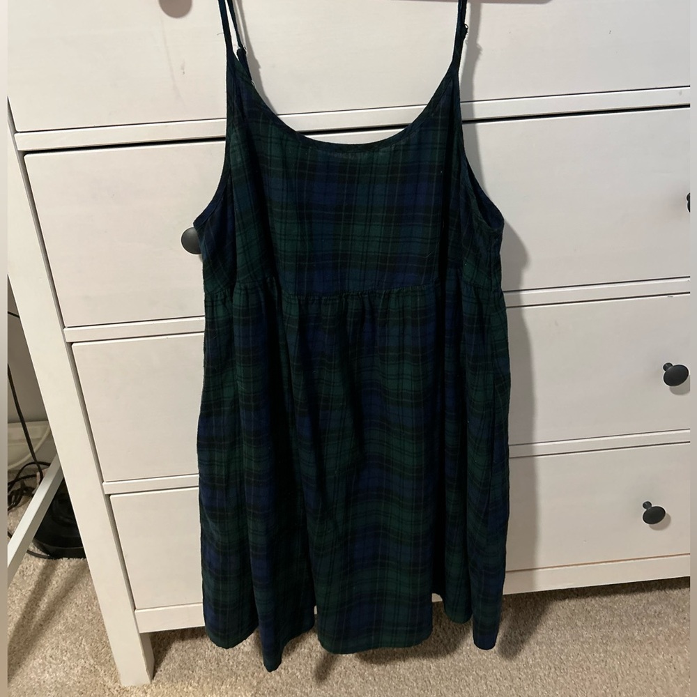 Wild Fable Plaid Sun Dress - Navy and Green